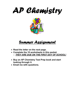 AP Chemistry Summer Assignment 2016