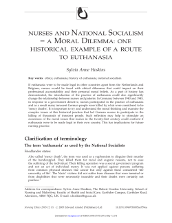 NURSES AND NATIONAL SOCIALISM A MORAL DILEMMA: ONE
