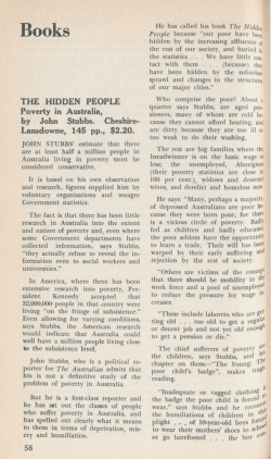 THE HIDDEN PEOPLE Poverty in Australia, by John Stubbs