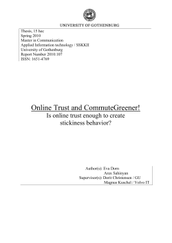 Online Trust and CommuteGreener!