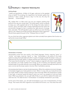 Reading 8.1 &ndash; Organisms` Balancing Acts