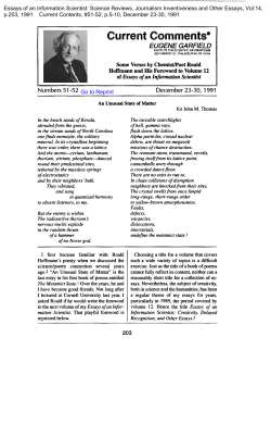 Some Verses by Chemist/Poet Roald Hoffmann and His Foreword to