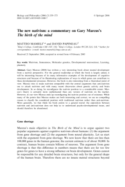 The new nativism: a commentary on Gary Marcus`s The birth of the