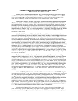 Overview of The Mental Health Continuum Short Form (MHC