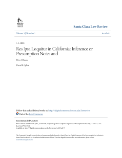 Res Ipsa Loquitur in California - Santa Clara Law Digital Commons
