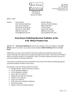 Grey House Publishing Becomes Publisher of the H.W. Wilson