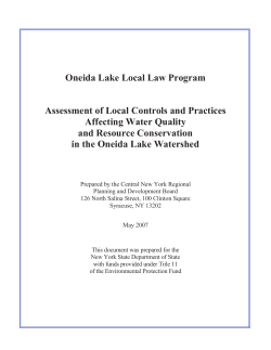 Oneida Lake Local Law Program Assessment of Local Controls and