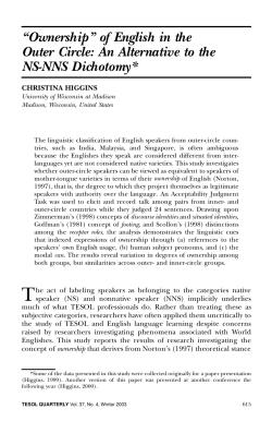 "Ownership" of English in the Outer Circle