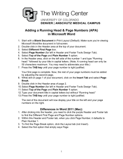 APA Running Heads in Word