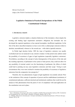 Legislative Omission in Practical Jurisprudence of the Polish