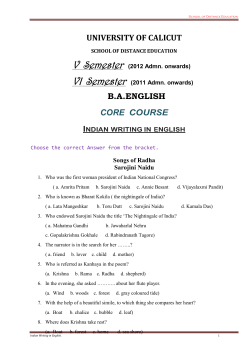 Indian Writing in English - Core Course in BA