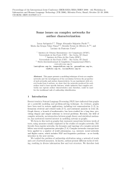 Some issues on complex networks for author characterization