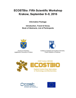 ECOSTBio: Fifth Scientific Workshop Krakow, September 8&ndash;9, 2016