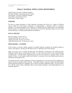 Small Mammal Population Monitoring: Snap trap Protocol
