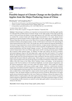 Possible Impact of Climate Change on the Quality of Apples from the