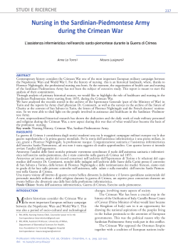 Nursing in the Sardinian-Piedmontese Army during the Crimean War