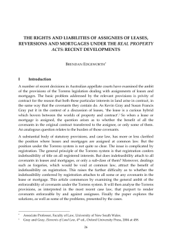 The Rights And Liabilities Of Assignees Of Leases, Reversions
