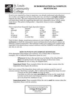 Subordination in Complex Senteces