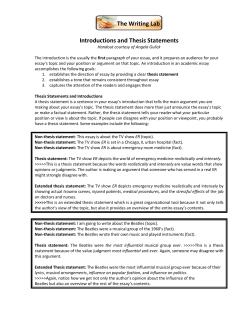 Introductions and Thesis Statements