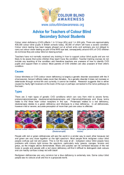 Advice for Teachers of Colour Blind Secondary School Students