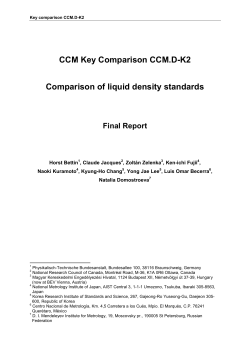 CCM Key Comparison CCM.D-K2 Comparison of liquid density