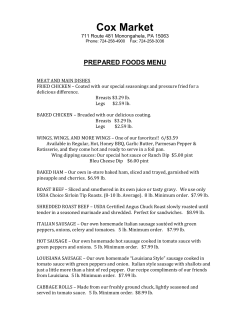 PREPARED FOODS MENU