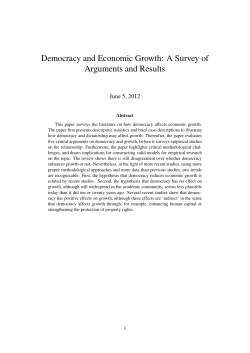 Democracy and Economic Growth: A Survey of Arguments and Results