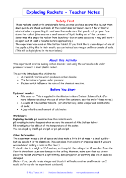 Exploding Rockets - Teacher Notes - Professor Brainstorm`s Science
