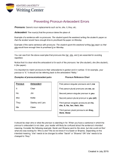 Preventing Pronoun-Antecedent Errors - Ashford