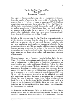 The Six Day War: Then and Now 9 June 2007 Birmingham