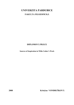 Sources of Inspiration in Willa Cather`s Work