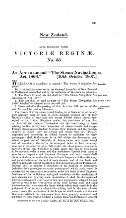 31 Victoriae 1867 No 33 Steam Navigation Act Amendment