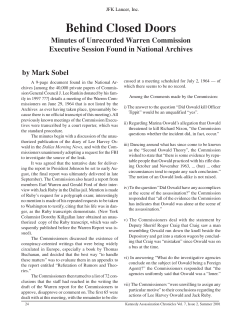 Behind Closed Doors, Minutes of Unrecorded Warren Commission