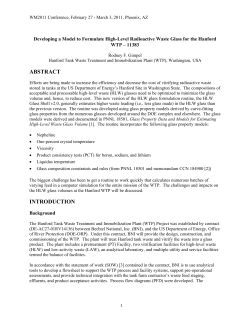 Developing a Model to Formulate High Level Radioactive Waste