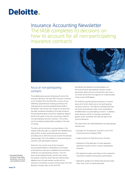 Insurance Accounting Newsletter The IASB completes its decisions