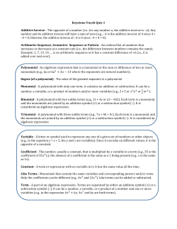Keystone Vocab Quiz 1 Additive Inverse