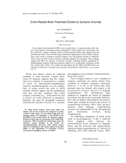 Event-Related Brain Potentials Elicited by Syntactic Anomaly