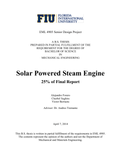 Solar Powered Steam Engine - Mechanical and Materials Engineering