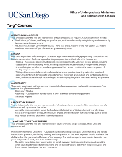 “ag” Courses - Undergraduate Admissions