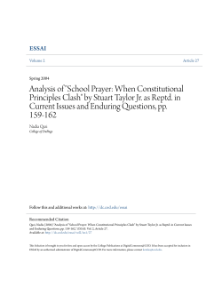 Analysis of "School Prayer: When Constitutional Principles Clash" by