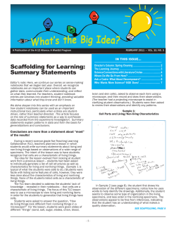 Scaffolding for Learning: Summary Statements - K