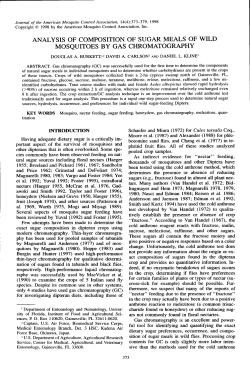 analysis of composition of sugar meals of wild mosquitoes by gas
