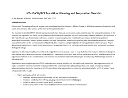 ICD-10-CM/PCS Transition: Planning and Preparation Checklist