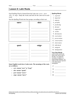Lesson 6: Latin Roots