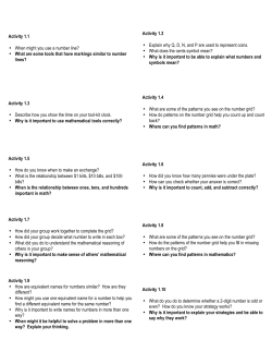 Activity 1.1 &bull; When might you use a number line? &bull; What are some