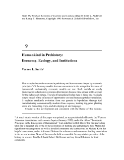 Humankind in Prehistory: Economy, Ecology, and