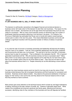 Succession Planning - Legacy Bowes Group Articles