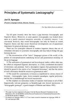 Principles of Systematic Lexicography1