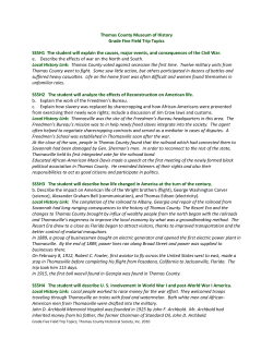 Thomas County Museum of History Grade Five Field Trip Topics