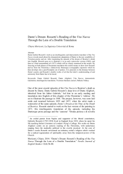 Dante`s Dream: Rossetti`s Reading of the Vita Nuova Through the